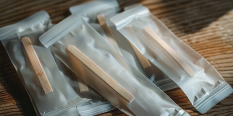 Poster - A collection of toothbrushes arranged on a wooden surface, ready for use or display