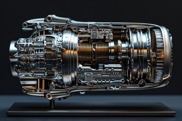 Poster - Close up shot of a jet engine on a stand