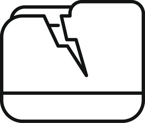 Poster - simple open folder icon is breaking apart with a lightning bolt, representing data loss or corruptio
