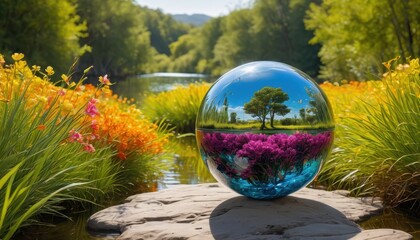 Wall Mural - Crystal Ball Reflecting Nature.