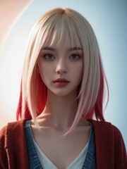 Poster - Beautiful Woman with Blonde and Pink Hair.