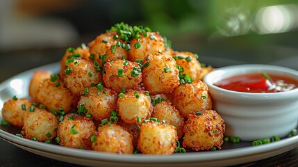 Canvas Print - Crispy Potato Bites with Ketchup