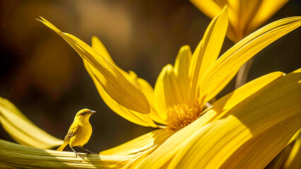 Canvas Print - yellow flower and bird 