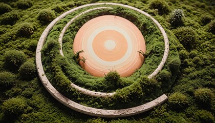 Canvas Print - Circular Pathway Through Mossy Landscape.