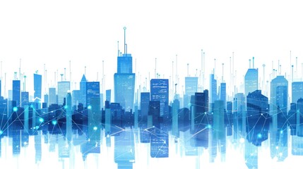 Poster - Cityscape with digital network