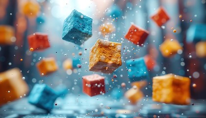 Canvas Print - Colorful cubes, 3d render