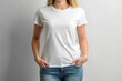 © Caitlin - Template of a women's t-shirt of white color with space for text, mockup