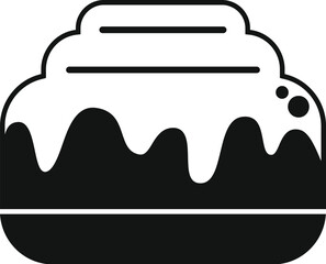 Sticker - Simple black and white illustration of a round cake with icing dripping down the sides