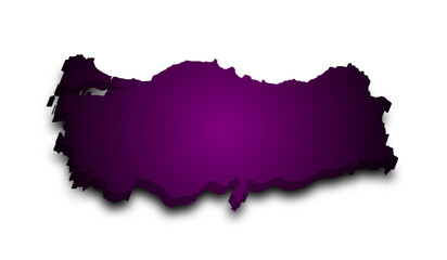 3d Map of Turkey with color.  Türkiye country map