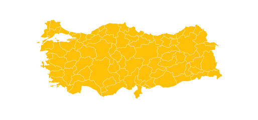 Turkey administrative map. states map of Türkiye with color, blank Map, empty map of Turkey