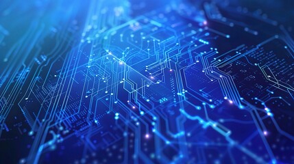Dazzling Blue Technology Background: Showcasing Advanced and Innovative Technological Elements