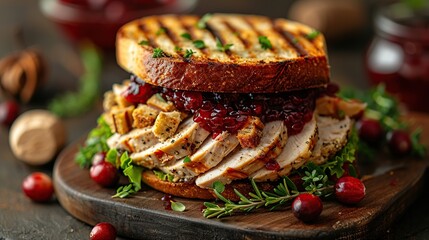 Delicious Turkey Sandwich with Cranberry Sauce