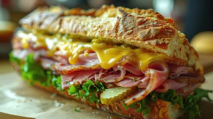 Canvas Print - Delicious Ham and Cheese Sandwich