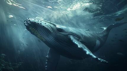 Poster - Humpback whale underwater. 