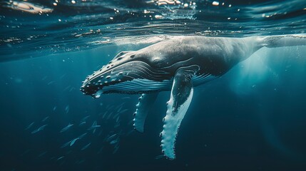 Poster - Humpback whale underwater. 