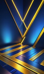 Poster - Abstract Gold and Blue Geometric Background.