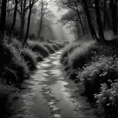 Wall Mural - Misty Forest Path.