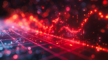 Poster - A red and blue background with a red line that is surrounded by red dots