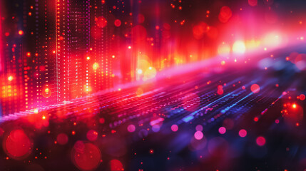 Poster - A colorful, abstract background with red and blue swirls and dots