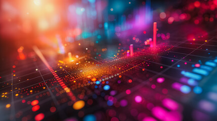 Poster - A colorful image of a cityscape with many dots and lines