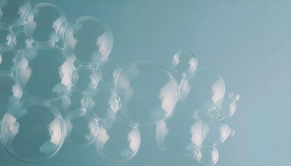 Wall Mural - Ethereal Soap Bubbles on Subtle Blue Gradient Background