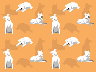 Wall Mural - Dog Staffordshire Terrier White Coat Cartoon Cute Seamless Wallpaper Background