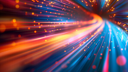 Poster - ultra high speed colorful light trails abstract background, digital technology wallpaper 