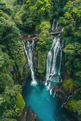 Sticker - Waterfall in lush green forest