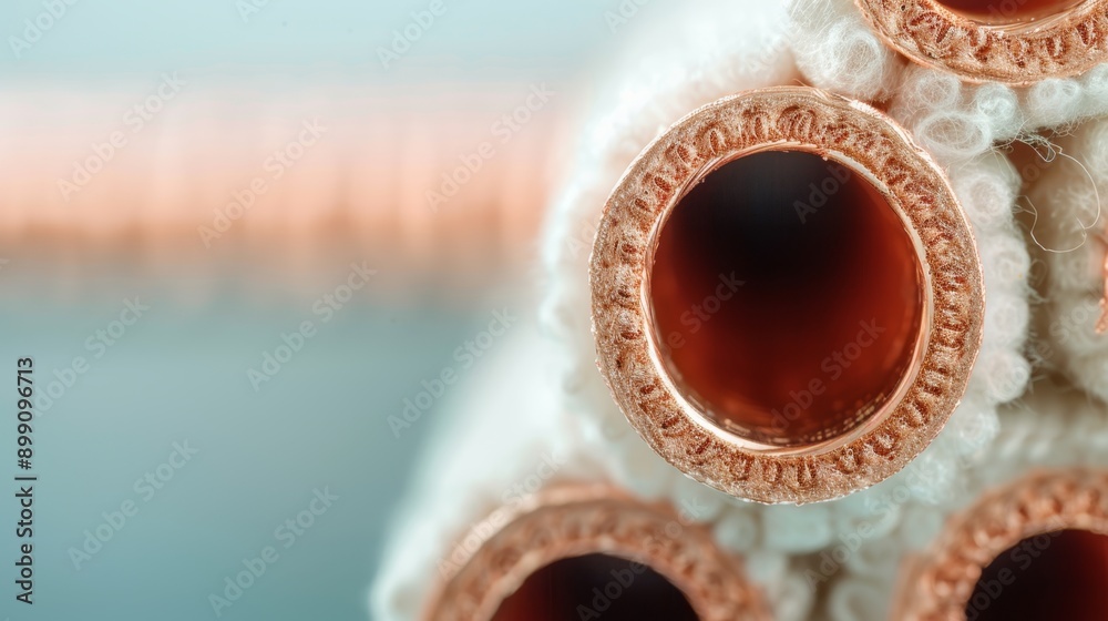 Inner workings of a copper pipe: Educational cross-section showcasing ...