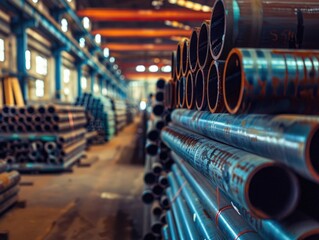 Canvas Print - Warehouse with metal pipes