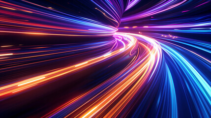 Poster - ultra high speed colorful light trails abstract background, digital technology wallpaper