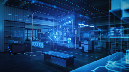 Poster - quality control management digital software technology, quality standards at industry production quality 
