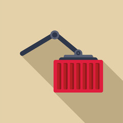Poster - Robotic arm is lifting a red cargo container, symbolizing automation in logistics and shipping