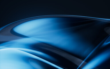 Poster - Dark transparent glass curves background, 3d rendering.