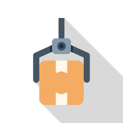 Poster - Robotic arm lifting a cardboard box, representing automation in logistics and delivery