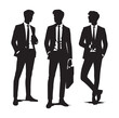 © HUMAUN - Business man standing pose black silhouette and vector