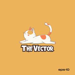 Wall Mural - Cute lazy cat logo, vector, mascot, character, cartoon, illustration