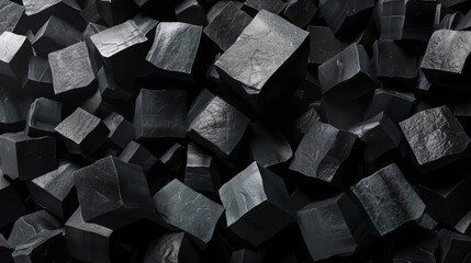 Poster - A Pile of Rough-Surfaced Black Cubes