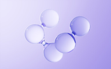 Canvas Print - Transparent biological molecule background, 3d rendering.