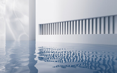 Poster - Bright room with water surface, 3d rendering.