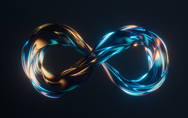 Poster - Flowing mobius belt glass geometry, 3d rendering.