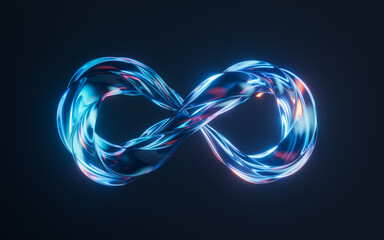 Poster - Flowing mobius belt glass geometry, 3d rendering.