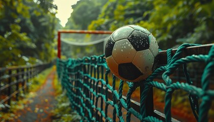 Wall Mural - soccer ball in the net