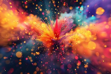 Abstract pop background with explosion of colors to the beat