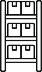 Poster - simple line icon of a storage rack holding cardboard boxes, ideal for topics like logistics and ware