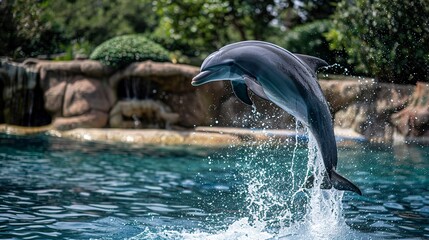 Canvas Print - dolphin in water jumping 