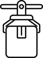 Poster - Simple outline icon of a forklift truck lifting up a cardboard box