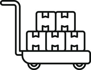 Poster - line drawing of a warehouse trolley transporting goods with cardboard boxes