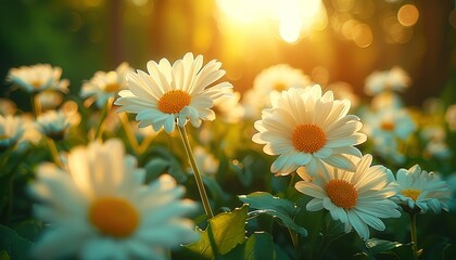 Sticker - Flower field in sunlight