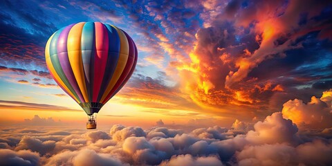 Wall Mural - A dreamy hot air balloon adventure floating peacefully through the colorful sky , adventure, floating, dreams, tranquil